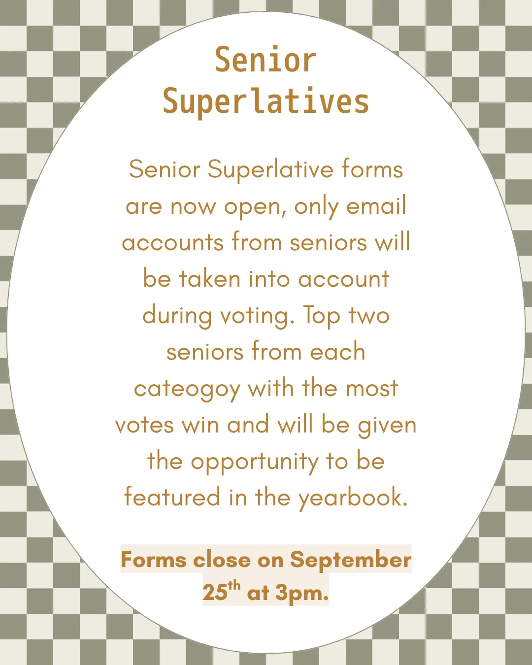 Hey, Seniors! Cast your votes for the Senior Superlatives! Find the voting forms on the MVHS website, the Skagina Instagram account, or in the Bulletin.  Only votes submitted using Class of 2027 school email accounts will count. Be sure to vote by September 25, 2026!